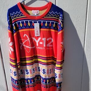 Festive Red and Blue Men's Crewneck Sweater
